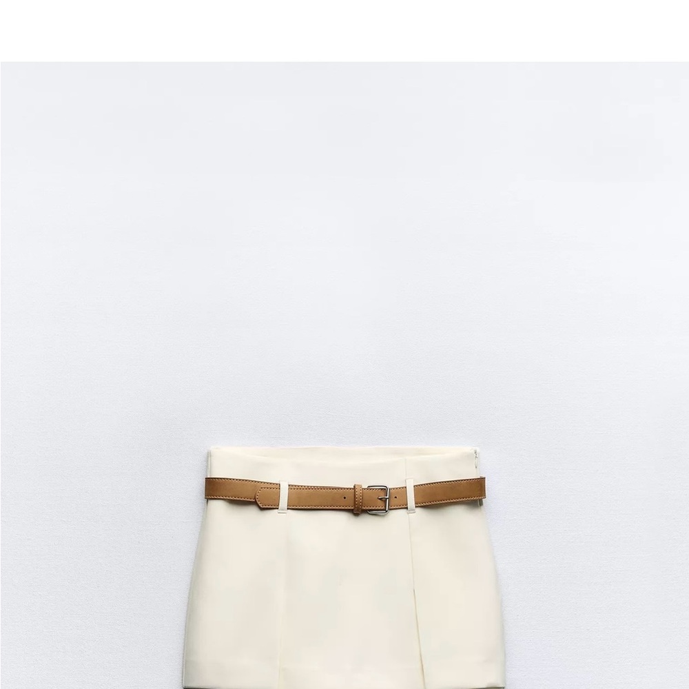 Cream Skirt with Tan Belt
